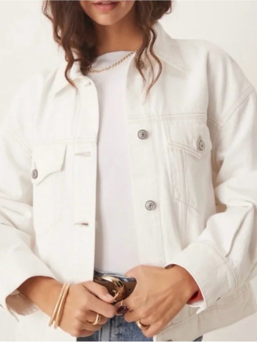 Abercrombie & Fitch Trucker White Jean Jacket
